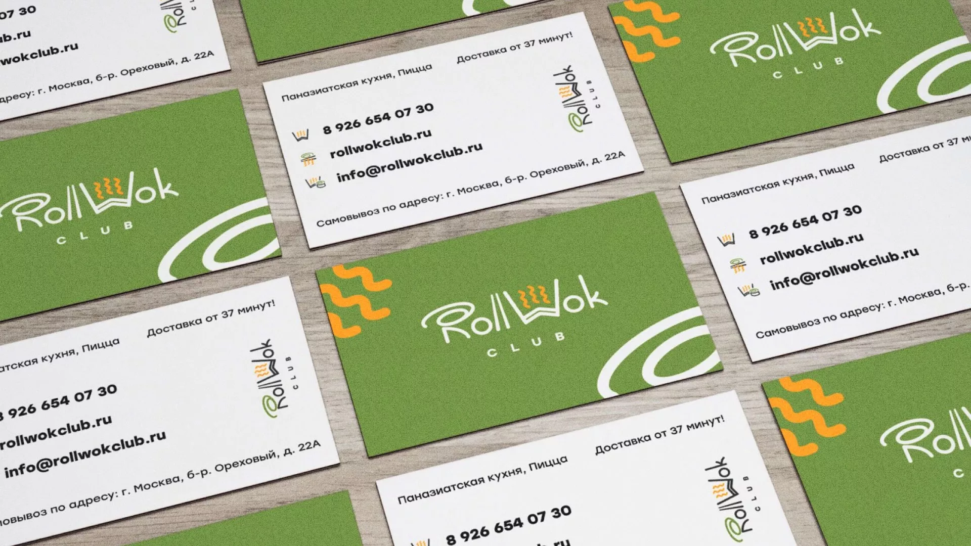 Разработка дизайна визиток суши-бара «Roll Wok Club» в Вязниках